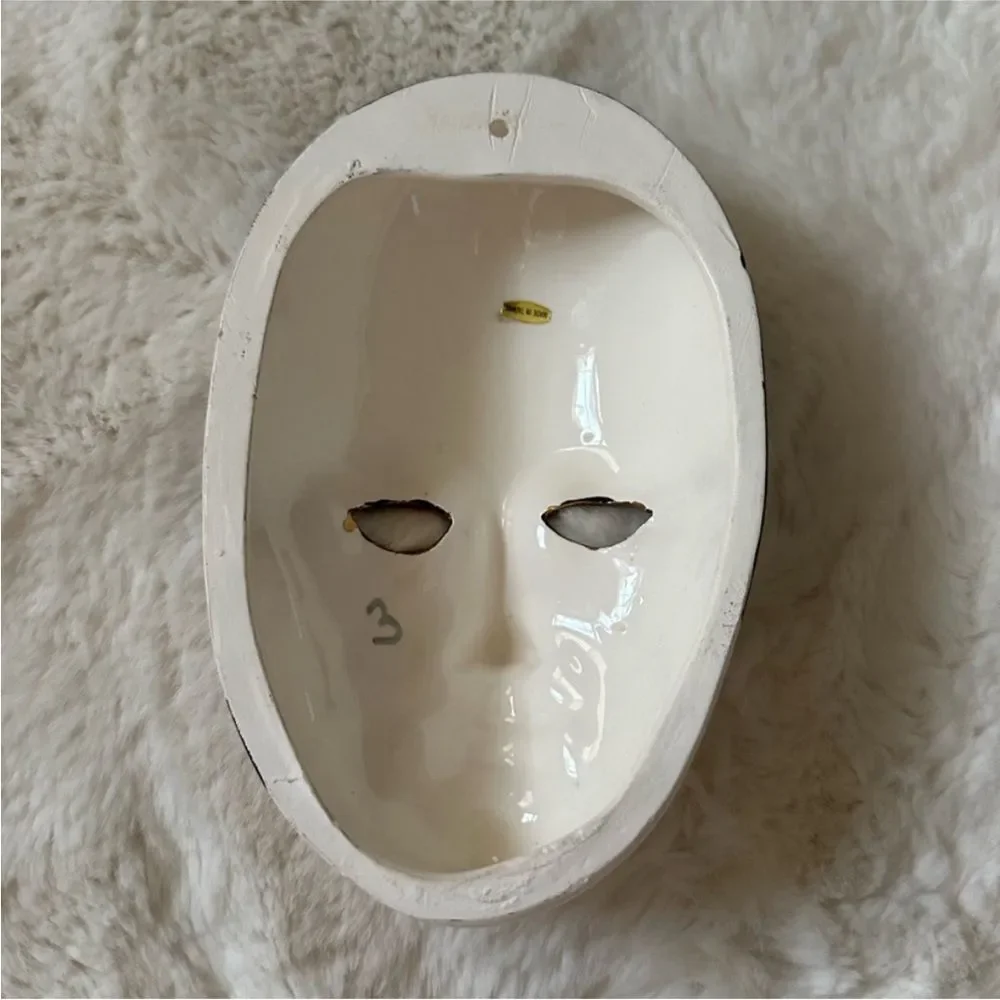 Vintage 1980s Flapper Girl Mask Decor/Japanese Kabuki theater mask BLACK ONLY
